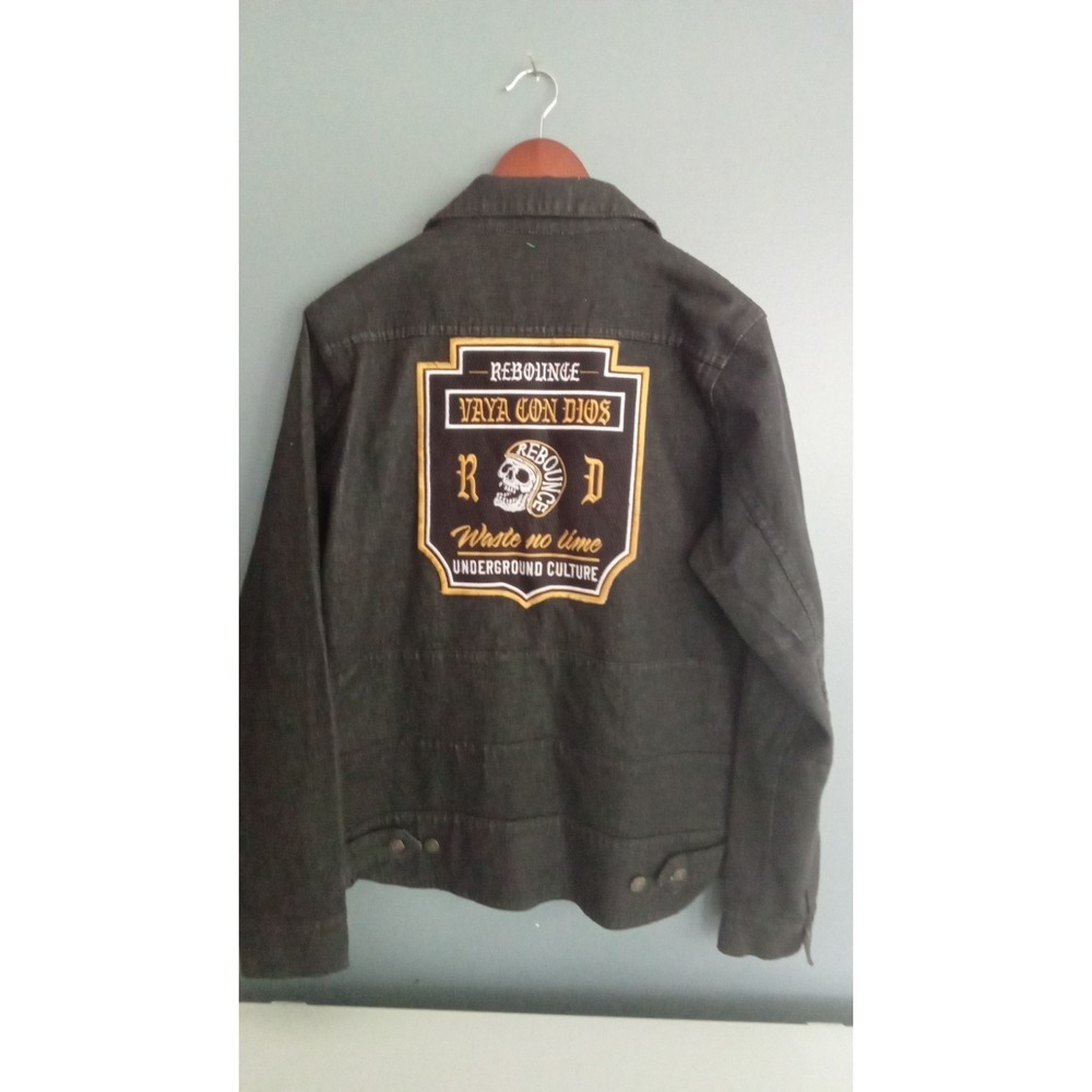 Rebounce Denim‎ Jacket Vaya Con Dios Skull Graphic Black Jean Jacket L